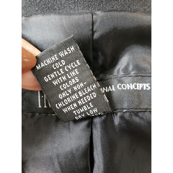 INC Black Ruffle Open Front Blazer Jacket 0X Women’s Draped Long Sleeve Stretch - Picture 11 of 12